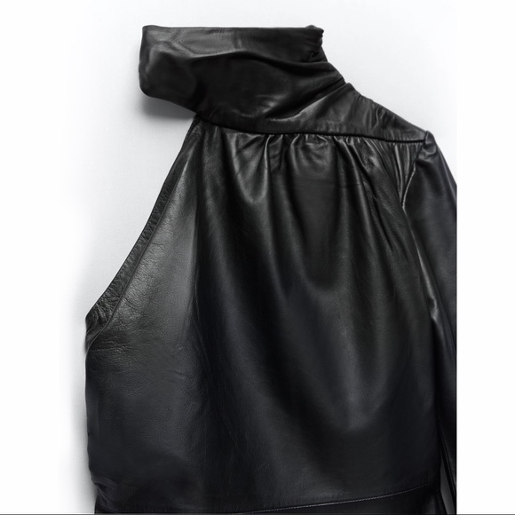 100% Sheep Leather Asymmetric Dress - Picture 2 of 5